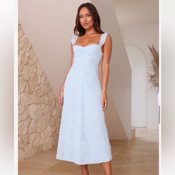 Hello Molly Blue Spaghetti Strap Slip Midi Dress - Picture 1 of 2